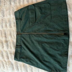 Suede Green Zip-Front Skirt